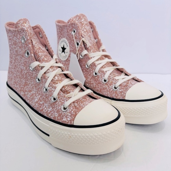 Converse Chuck Taylor Lift Platform Sparkling Glitter canvas high top sneakers - Picture 2 of 14